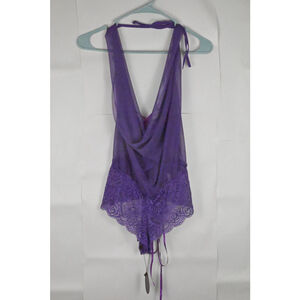 Women's Avidlove Purple Lace Halter Teddy Bodysuit One Size Intimates
